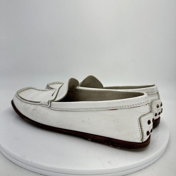 Tod's Penny Loafers White Leather Slip On Driving Flat Women Shoes Sz 7 EU 37 - Picture 7 of 13